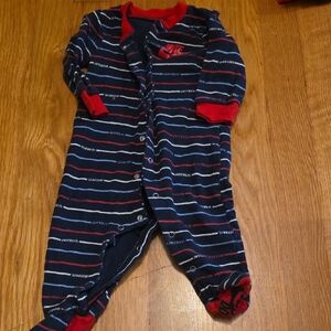 Nike Navy and Red Striped Kids Footie